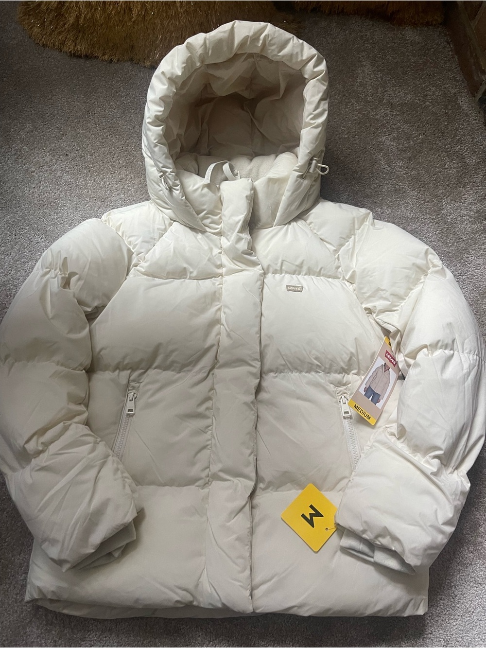 Levi's Off-White Hooded Puffer Jacket